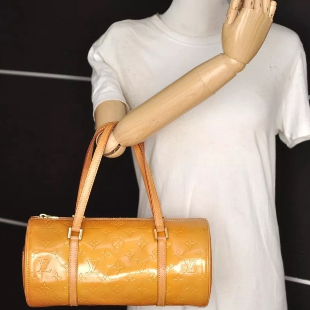 Authentic Louis Vuitton Vernis Bedford Hand Bag Yellow Beige M91006 LV 0667J